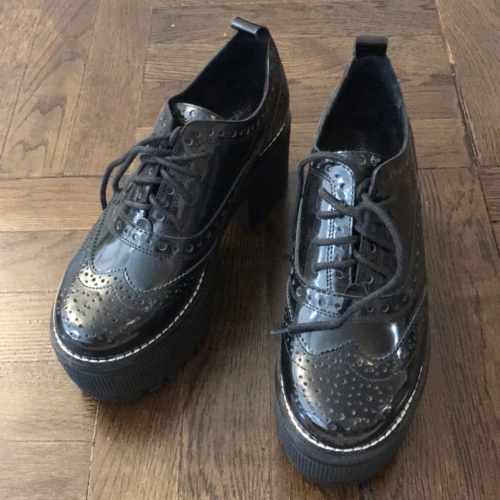 Black platform oxfords